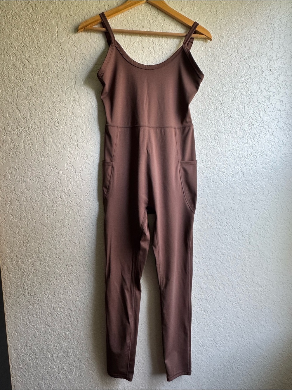 Source Unknown Brown Sleeveless Jumpsuit with Pockets